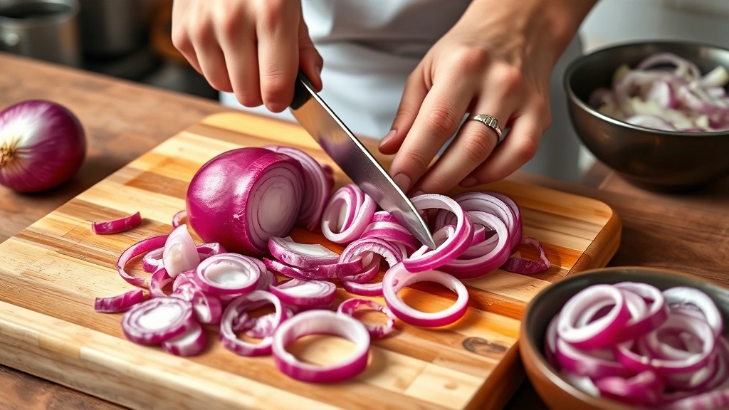 best pickled onions recipe -
photorealistic hands working, kitchen setting, professional photography, no tex