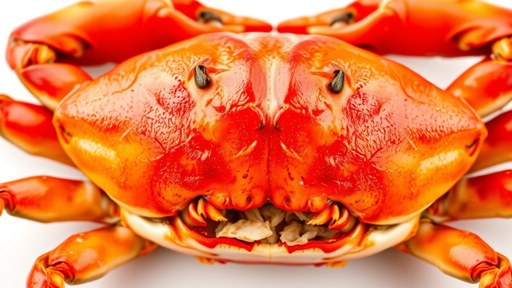 boiling crab recipe -
photorealistic close-up macro photography showing the vibrant red-orange shell