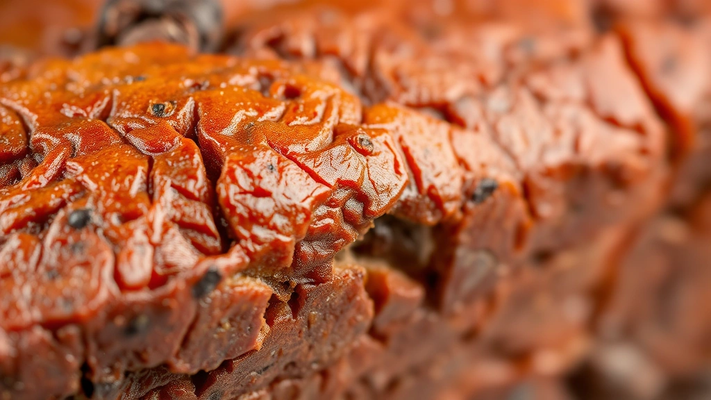 boston butt recipe -
photorealistic close-up of boston butt with perfect bark texture, macro photogr