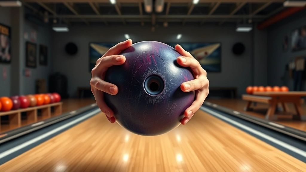bowling how to bowl -
photorealistic hands gripping bowling ball during four-step approach, workshop-