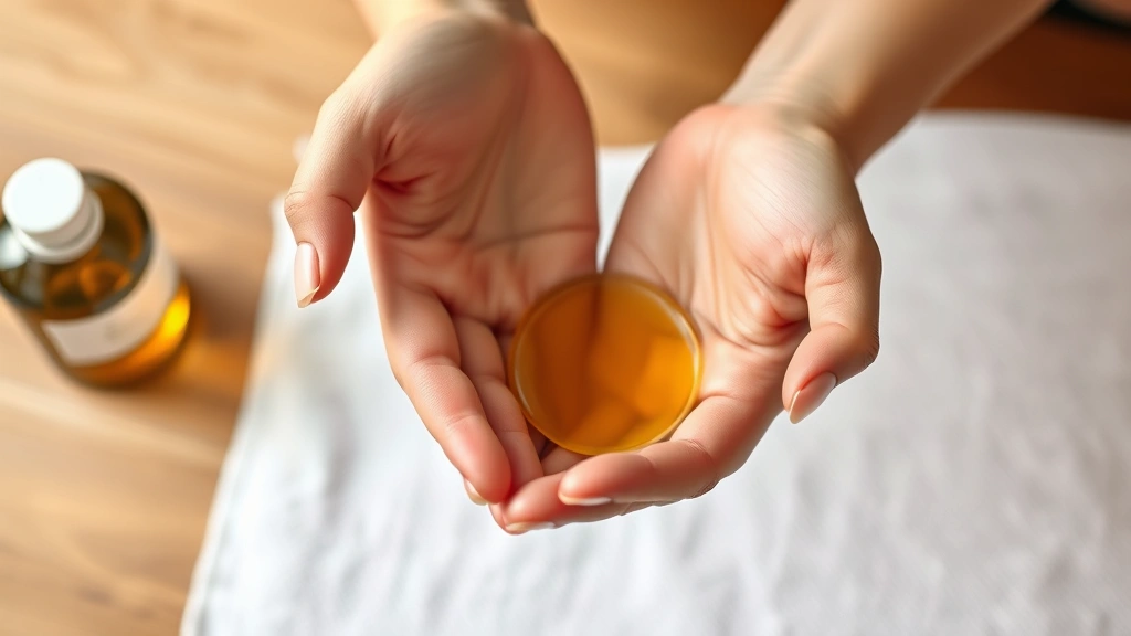 breast massage how to -
photorealistic hands warming massage oil between palms before application, clos