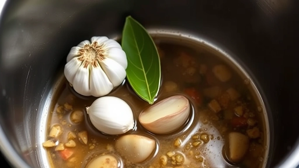 butter beans recipe -
garlic and bay leaf visible in the pot
