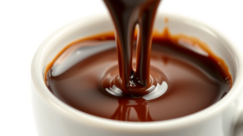 cafe mocha recipe -
photorealistic close-up of chocolate sauce being stirred into hot espresso, mac