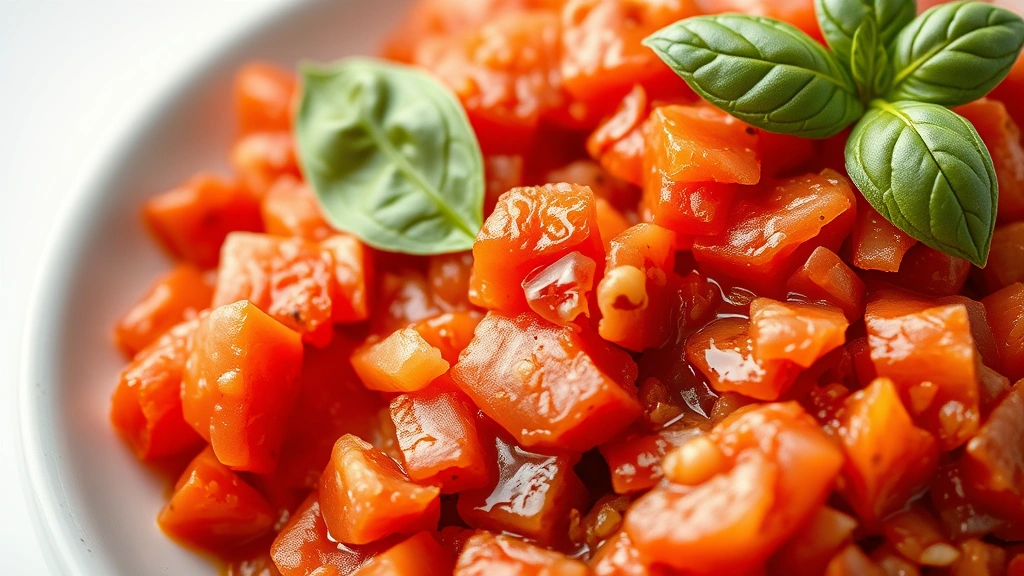 canned tomatoes recipe -
photorealistic close-up, macro photography, sharp focus, no text, isolated on c