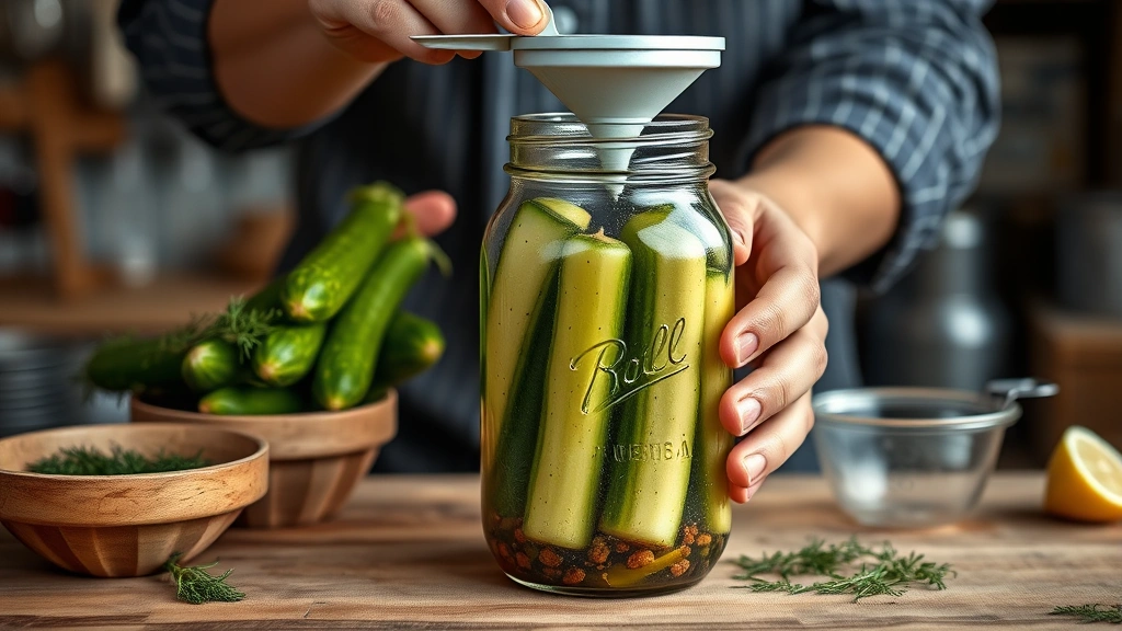 canning pickles recipe -
Photorealistic hands working packing fresh pickling cucumbers into a mason jar