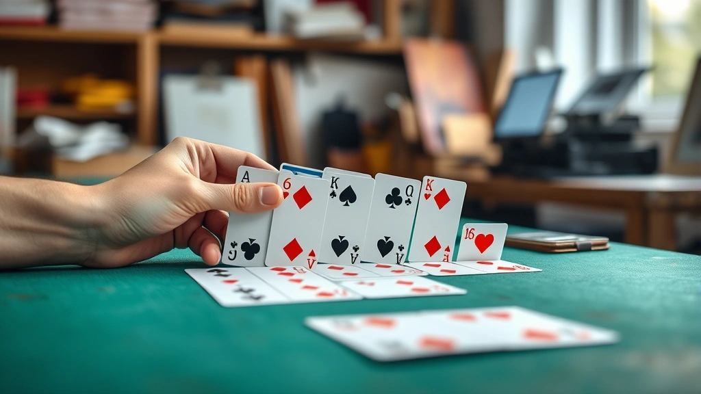 card games kings in the corner how to play -
photorealistic hands arranging playing cards on a table, building a descending 