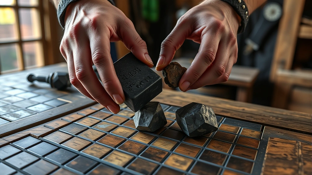 chain recipe minecraft -
Photorealistic hands placing iron ingot and nugget in crafting table grid, Mine