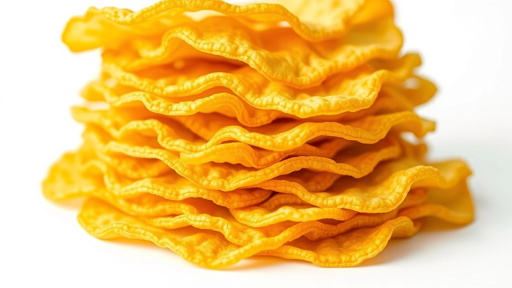 chayote squash recipes -
Photorealistic close-up macro shot of golden-crispy chayote chips stacked and f