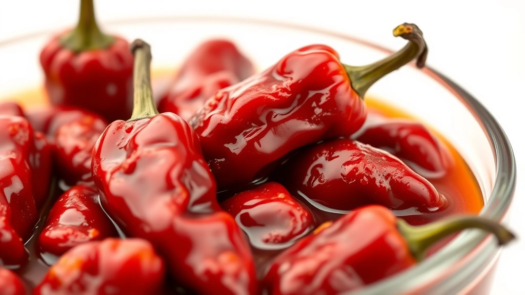 chipotle queso recipe -
Photorealistic macro close-up of chipotle peppers in adobo sauce in a glass bow