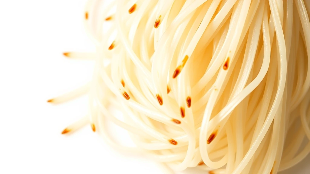 chow fun recipe -
Photorealistic close-up macro photography of fresh wide rice noodles with sligh