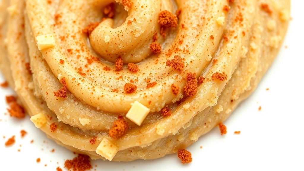 cinnamon roll filling recipe -
Photorealistic close-up macro photography of cinnamon roll filling paste showin