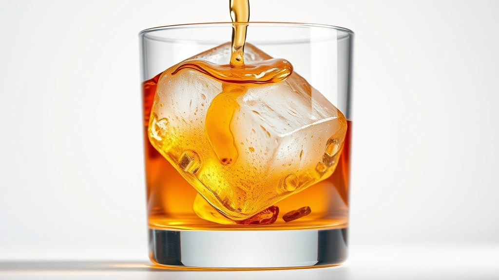 cognac cocktail recipes -
Photorealistic close-up macro photography of cognac liquid being poured over a 