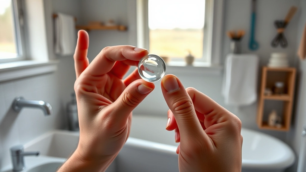 contact lenses how to tell if inside out -
Photorealistic hands demonstrating the bowl test with contact lens on index fin