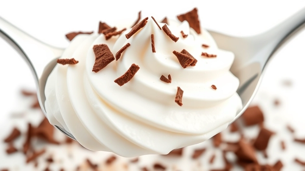 cool whip recipes -
Photorealistic close-up macro photography of a spoonful of fluffy Cool Whip mou