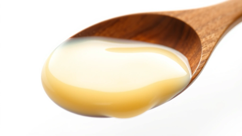 creme anglaise recipe -
Photorealistic close-up macro photography of smooth custard sauce coating back