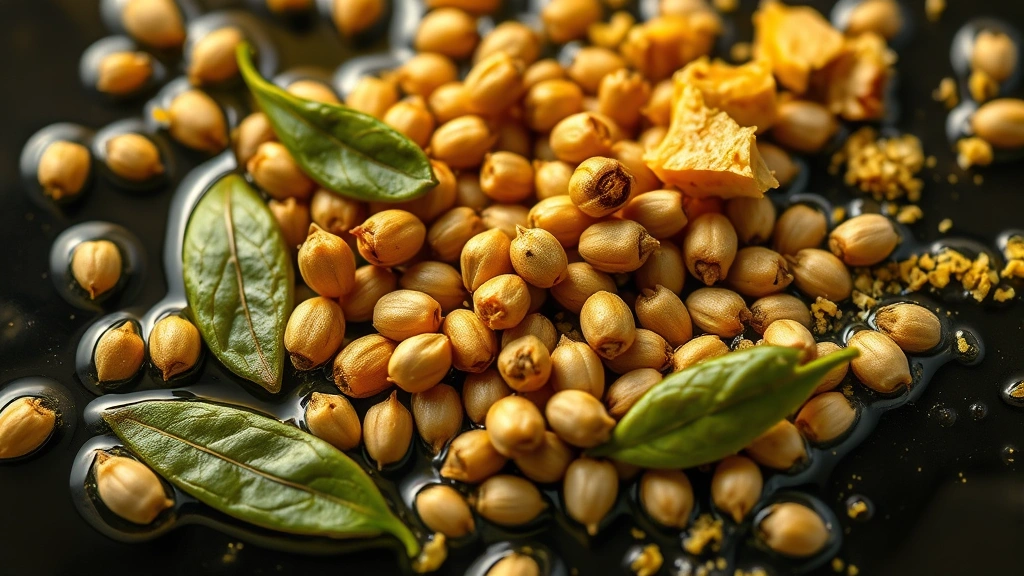 curd rice recipe -
Photorealistic close-up macro photography of mustard seeds crackling in hot ghe