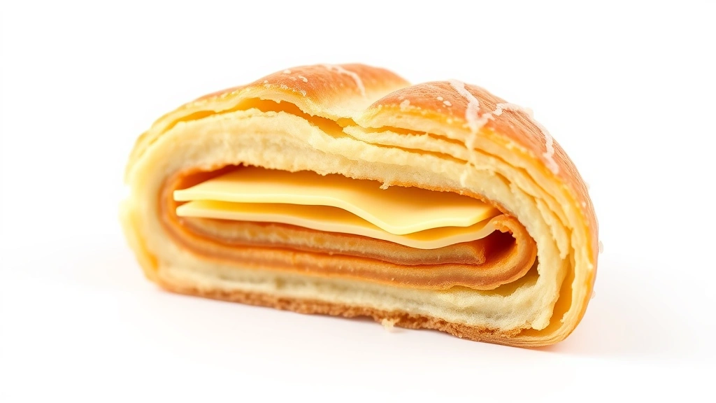 danish recipe -
Photorealistic close-up macro photography of danish pastry cross-section showin