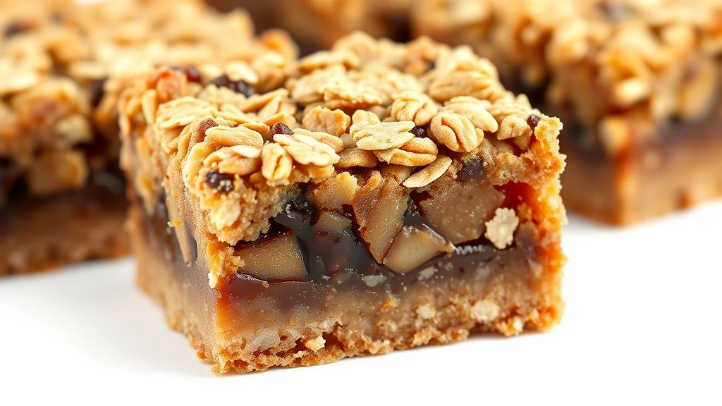 date recipes -
Photorealistic macro close-up of a single date bar square showing the layered t