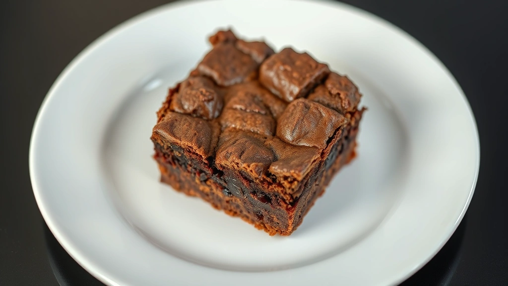 dessert bar recipes -
Photorealistic macro close-up of a single gooey brownie square with visible cho