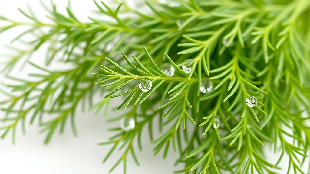 dill sauce recipe -
Photorealistic close-up macro photography of fresh dill fronds with water dropl