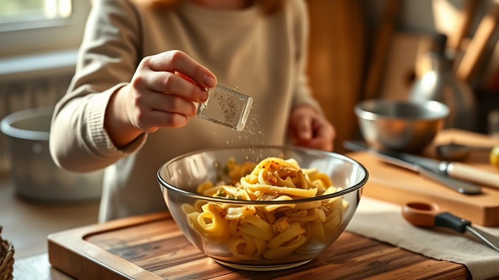 dinner recipes for picky eaters -
Photorealistic hands of a child helping prepare a simple pasta dish, sprinkling