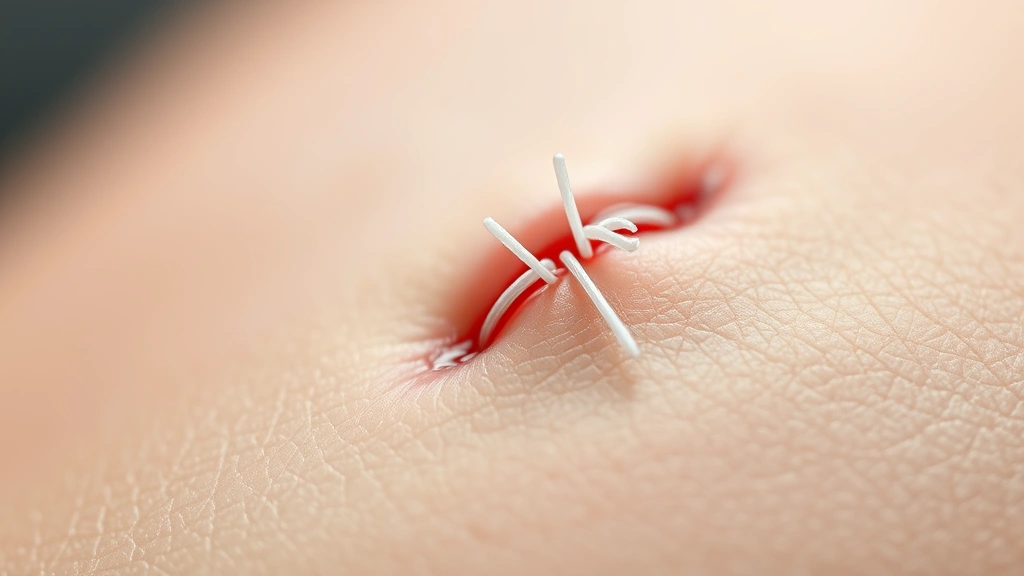 dissolvable stitches how long does it take to dissolve -
photorealistic close-up macro photography of dissolvable suture material on ski