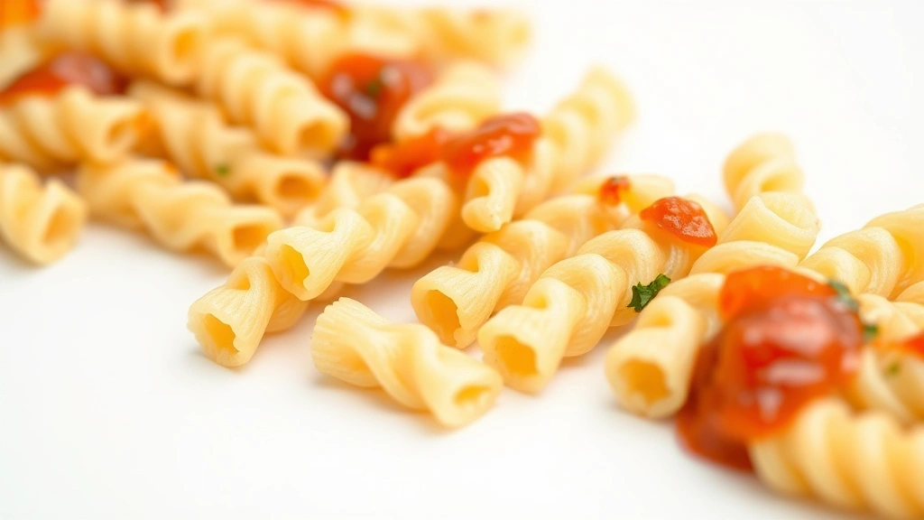 ditalini recipes -
photorealistic close-up macro shot of cooked ditalini pasta tubes with sauce co