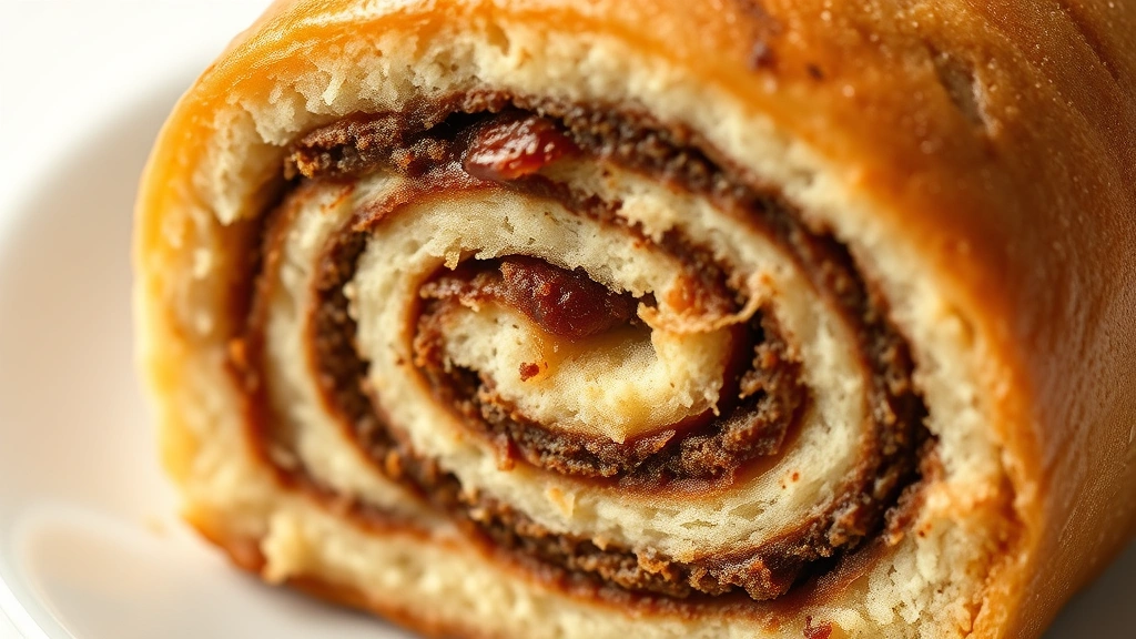 dollywood cinnamon bread recipe -
Photorealistic close-up macro shot of a cross-section of a cinnamon roll showin