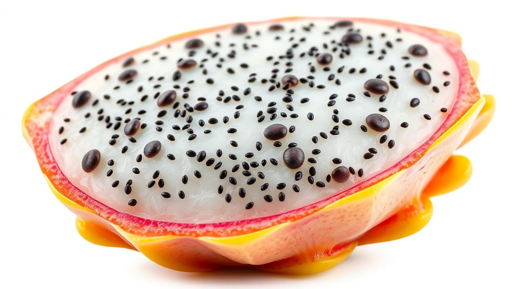 dragon fruit recipes -
Photorealistic close-up macro photography of dragon fruit flesh texture with vi