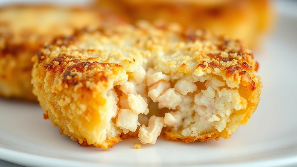 dungeness crab recipes -
Photorealistic macro photography of golden pan-fried crab cake with crispy pank