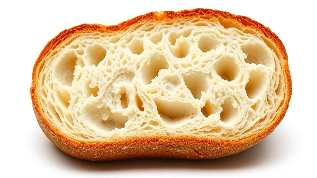 dutch oven bread recipes -
Photorealistic close-up macro photography of a bread cross-section showing open