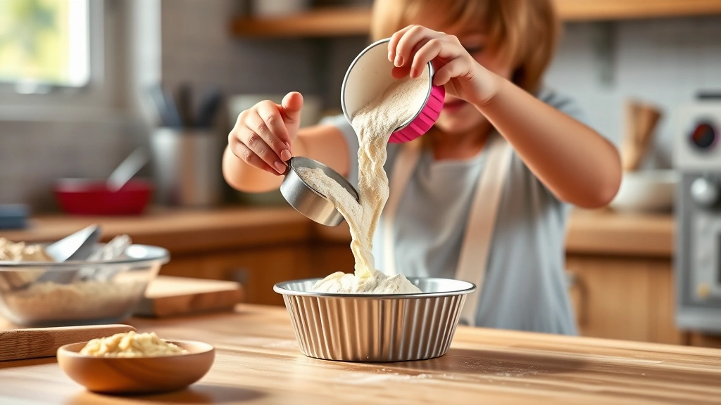 easy bake oven recipes -
Photorealistic child’s hands measuring and pouring Easy Bake Oven cake mi