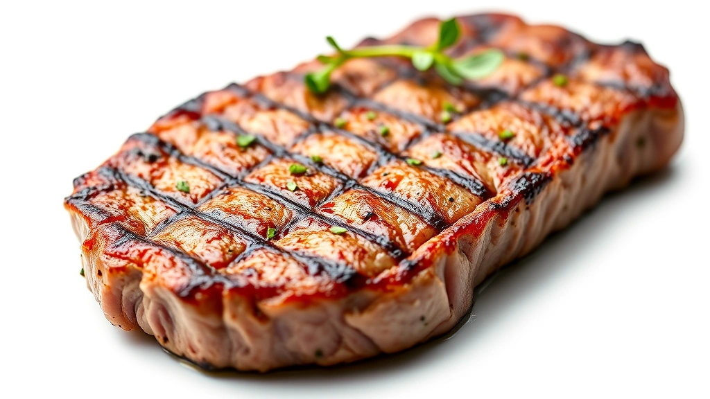 easy dinner recipes for one -
Photorealistic close-up macro shot of a perfectly seared steak with a golden cr