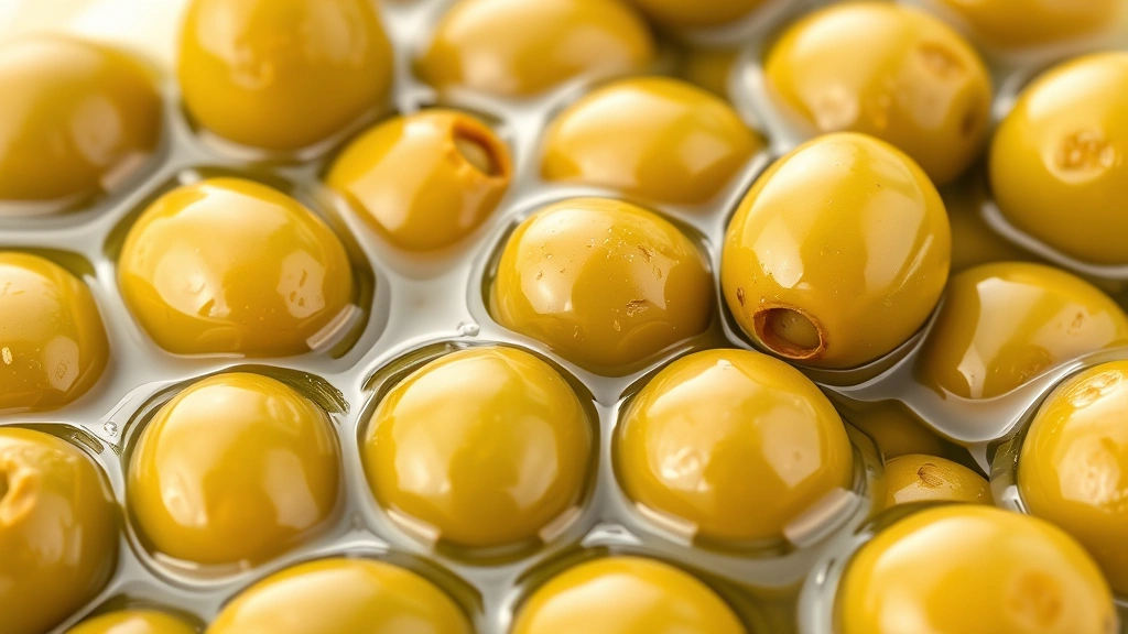 extra dirty martini recipe -
photorealistic close-up macro shot of fresh quality green olives in clear brine