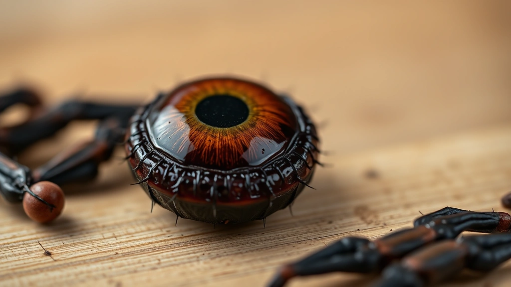 fermented spider eye recipe -
Photorealistic close-up macro photography of fermented spider eye item with sha