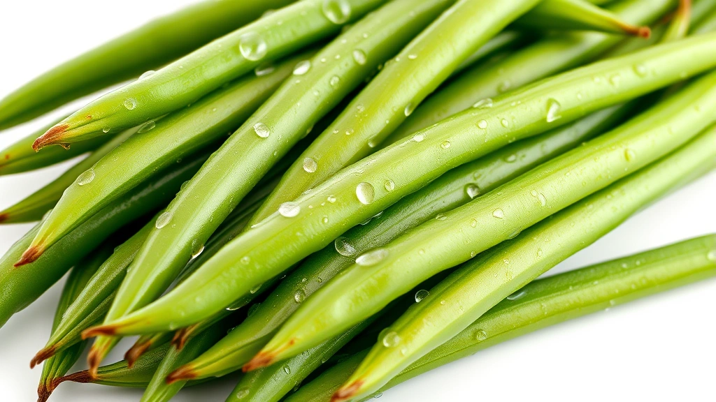 french green beans recipes -
Photorealistic close-up macro photography of fresh French green beans with wate