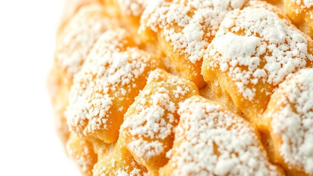 fried dough recipe -
photorealistic close-up, macro photography of golden-fried dough texture with p
