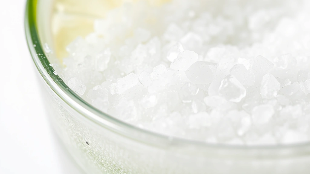 frozen margarita recipe -
Photorealistic close-up macro shot of kosher salt crystals on a lime-wet glass