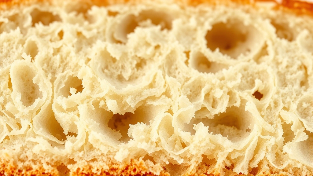 gluten free bread recipe -
Photorealistic close-up macro photography of gluten-free bread crumb cross-sect
