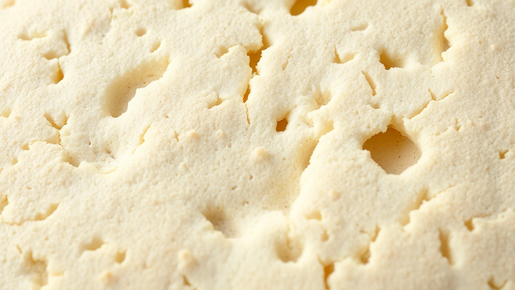 gluten free pizza dough recipe -
photorealistic close-up macro of gluten-free pizza dough texture showing open c