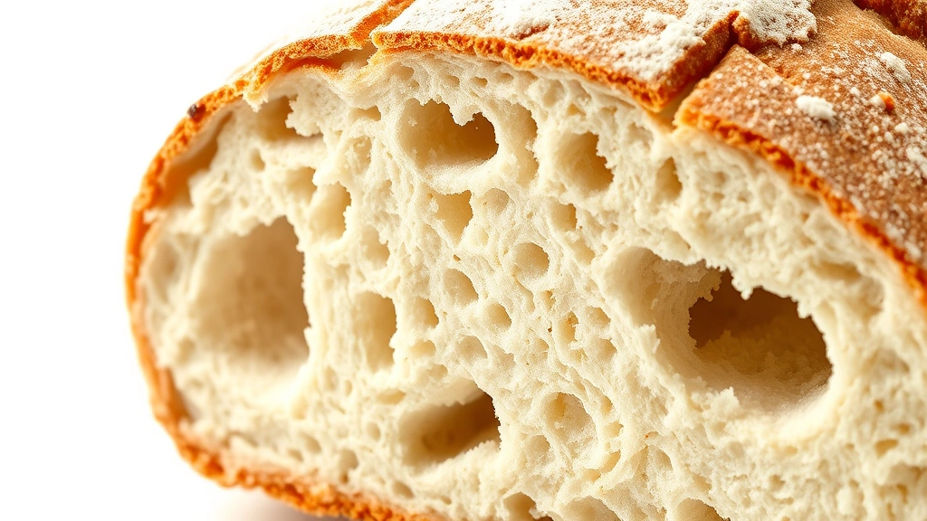 gluten free sourdough bread recipe -
photorealistic close-up macro shot of gluten-free sourdough crumb structure sho