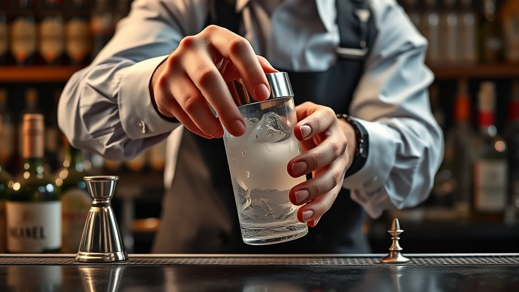 green tea shot recipes -
Photorealistic hands of bartender actively shaking a cocktail shaker with ice, 