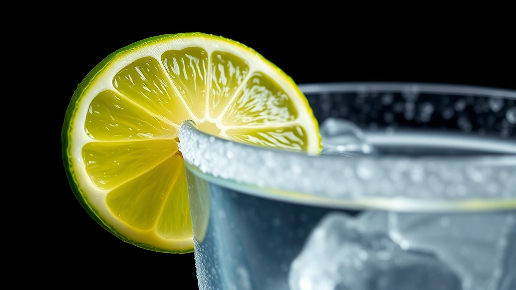 green tea shot recipes -
Photorealistic close-up macro photography of fresh lime wheel garnish and conde