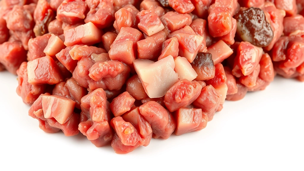 ground deer meat recipes -
photorealistic close-up macro of raw ground venison meat texture with visible m