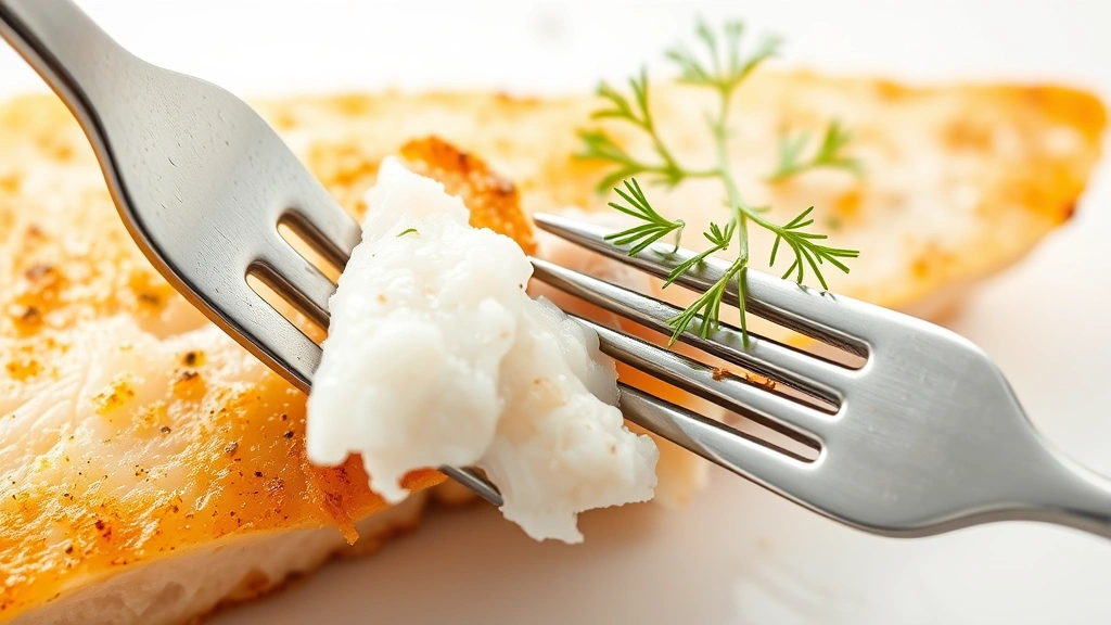haddock recipes oven -
Photorealistic close-up macro shot of flaky haddock flesh texture with fork, go