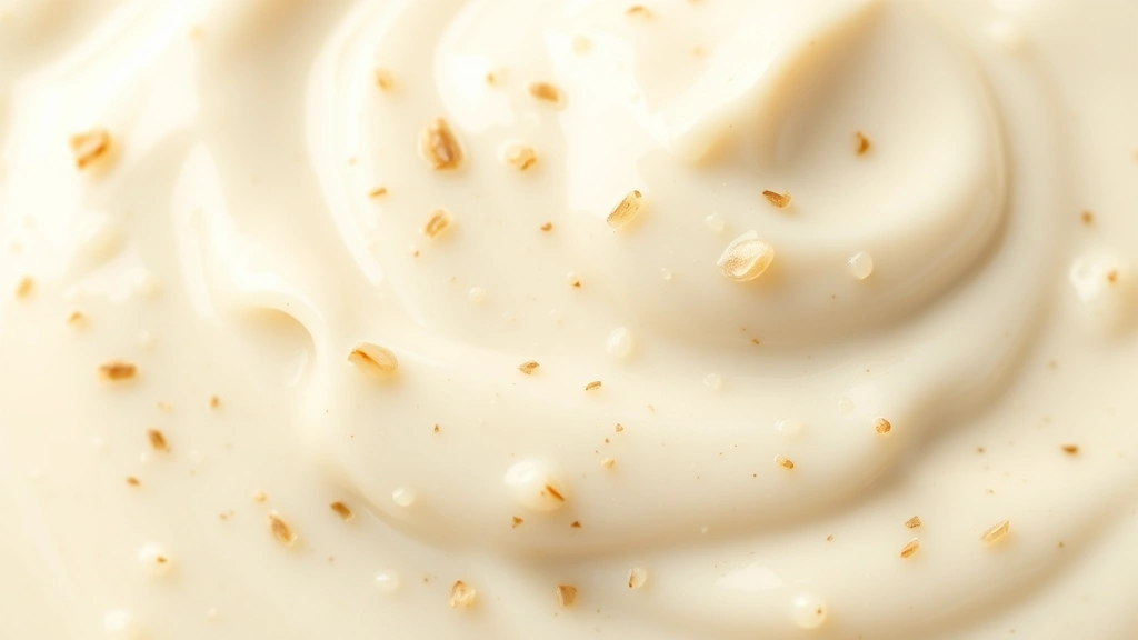 halal white sauce recipe -
photorealistic close-up macro photography of creamy white sauce texture with vi
