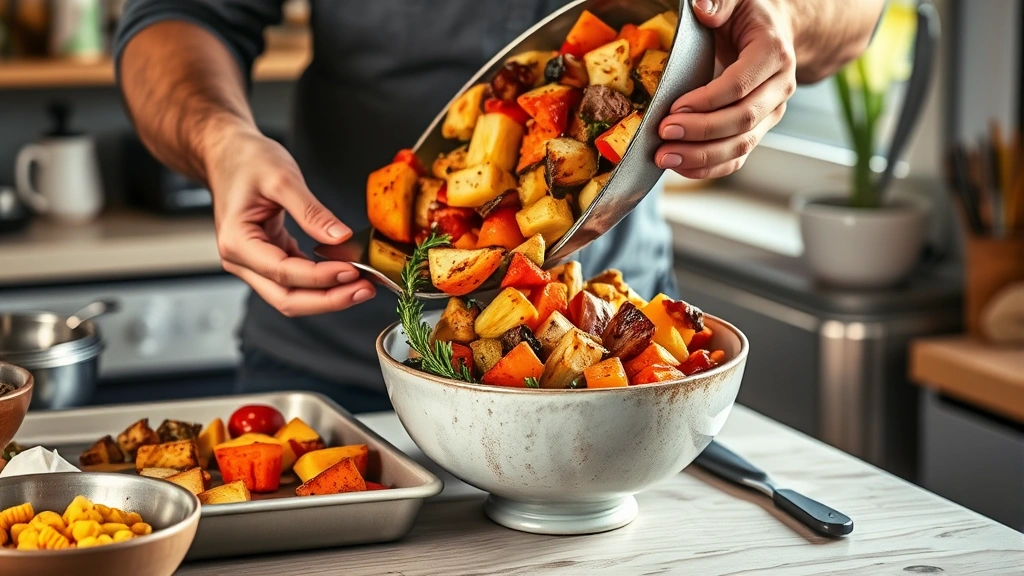 harvest bowl recipe -
Photorealistic hands assembling harvest bowl components, workshop kitchen setti