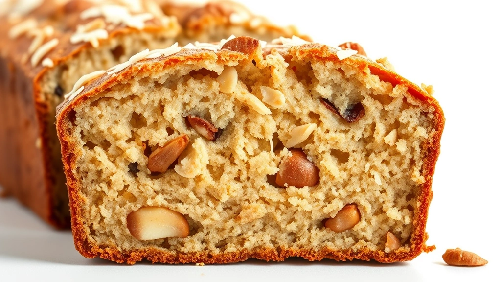 hawaiian banana bread recipe -
Photorealistic close-up macro photography of cross-section of Hawaiian banana b