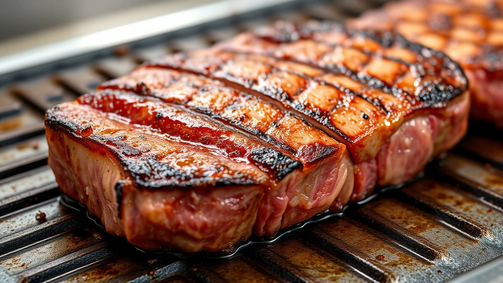 hibachi recipes -
Photorealistic close-up macro photography of a perfectly seared piece of beef w