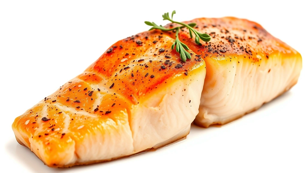 high protein recipes -
Photorealistic close-up macro photography of a perfectly cooked salmon fillet s